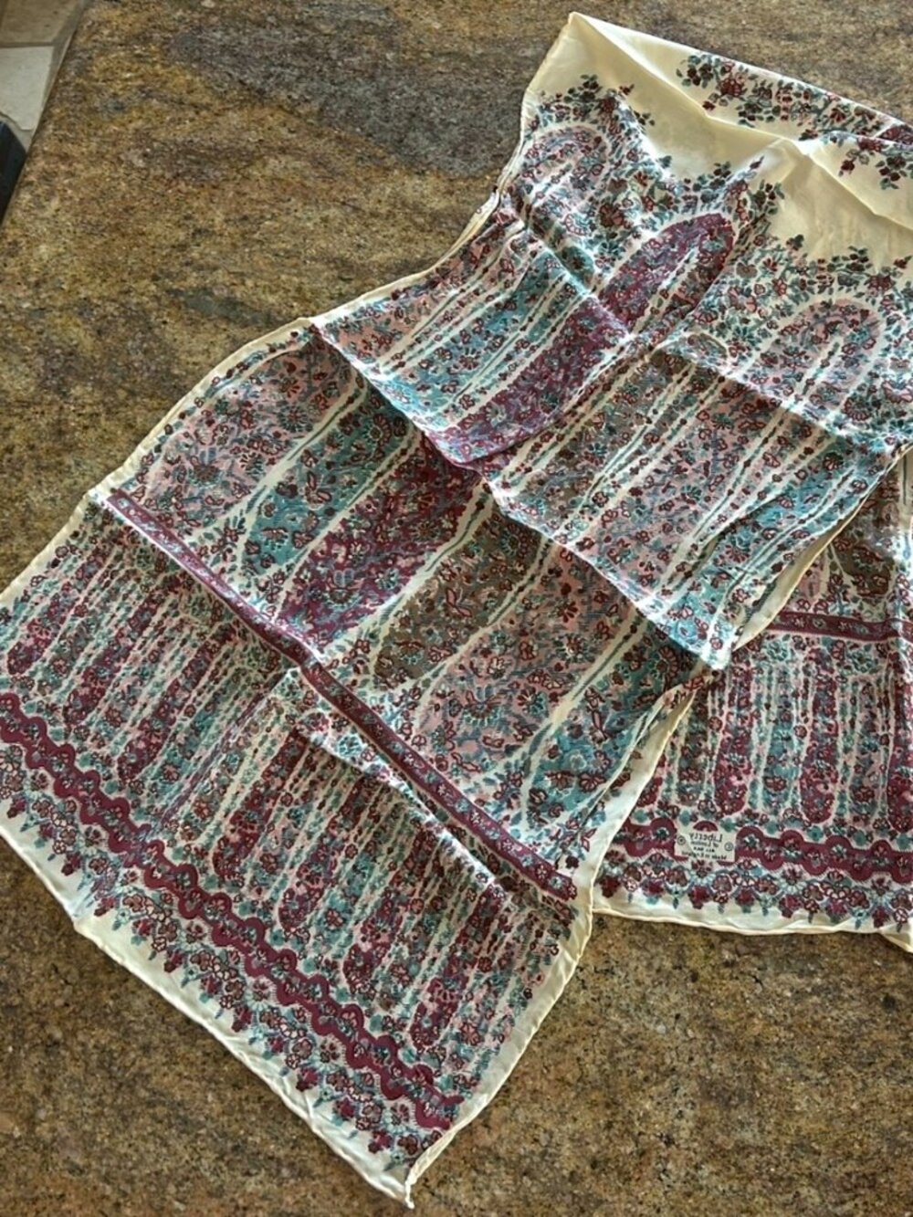 Vintage Liberty of London Silk Muffler Style Floral Scarf Made in England
